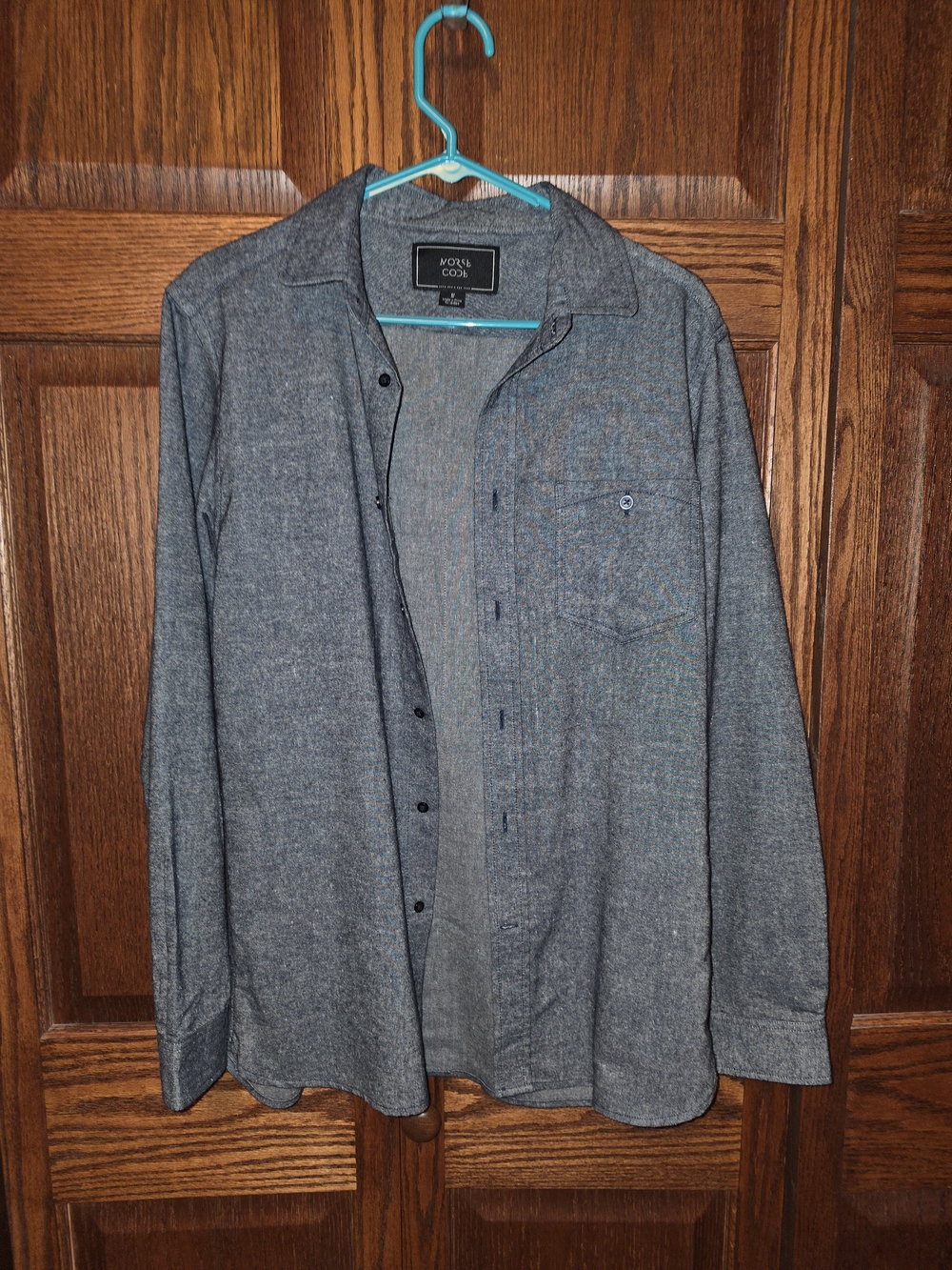Men's Gray Long-Sleeve Button-Down Shirt by